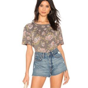 Free People Distressed The Tourist Burnout Floral Design Shirt Feminine Modern